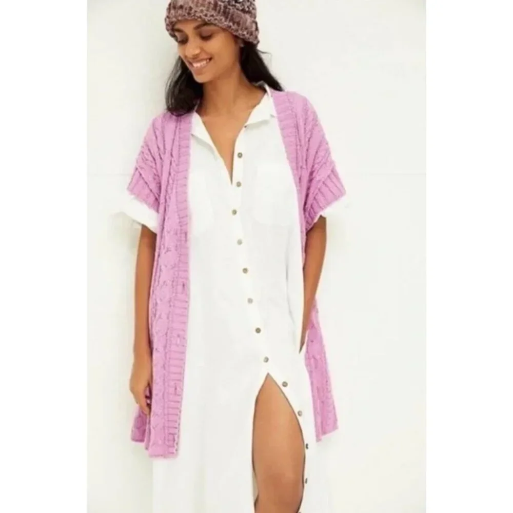NEW Free People Swingin Swing Knit Sweater Mini Dress Lilac